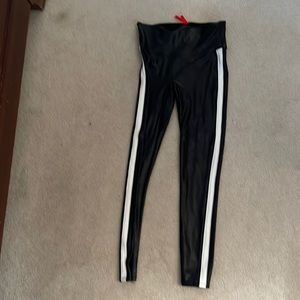 Spank black with white stripes leggings